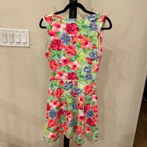Sleeveless Floral Fit and Flare Stretchy Dress